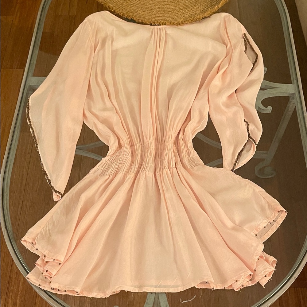 Elan Pale Peach Boho Tunic Dress